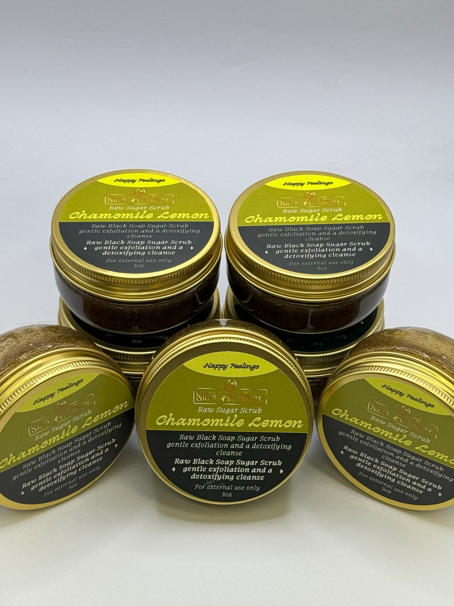 Raw Black Soap Sugar Scrub Chamomile Lemon