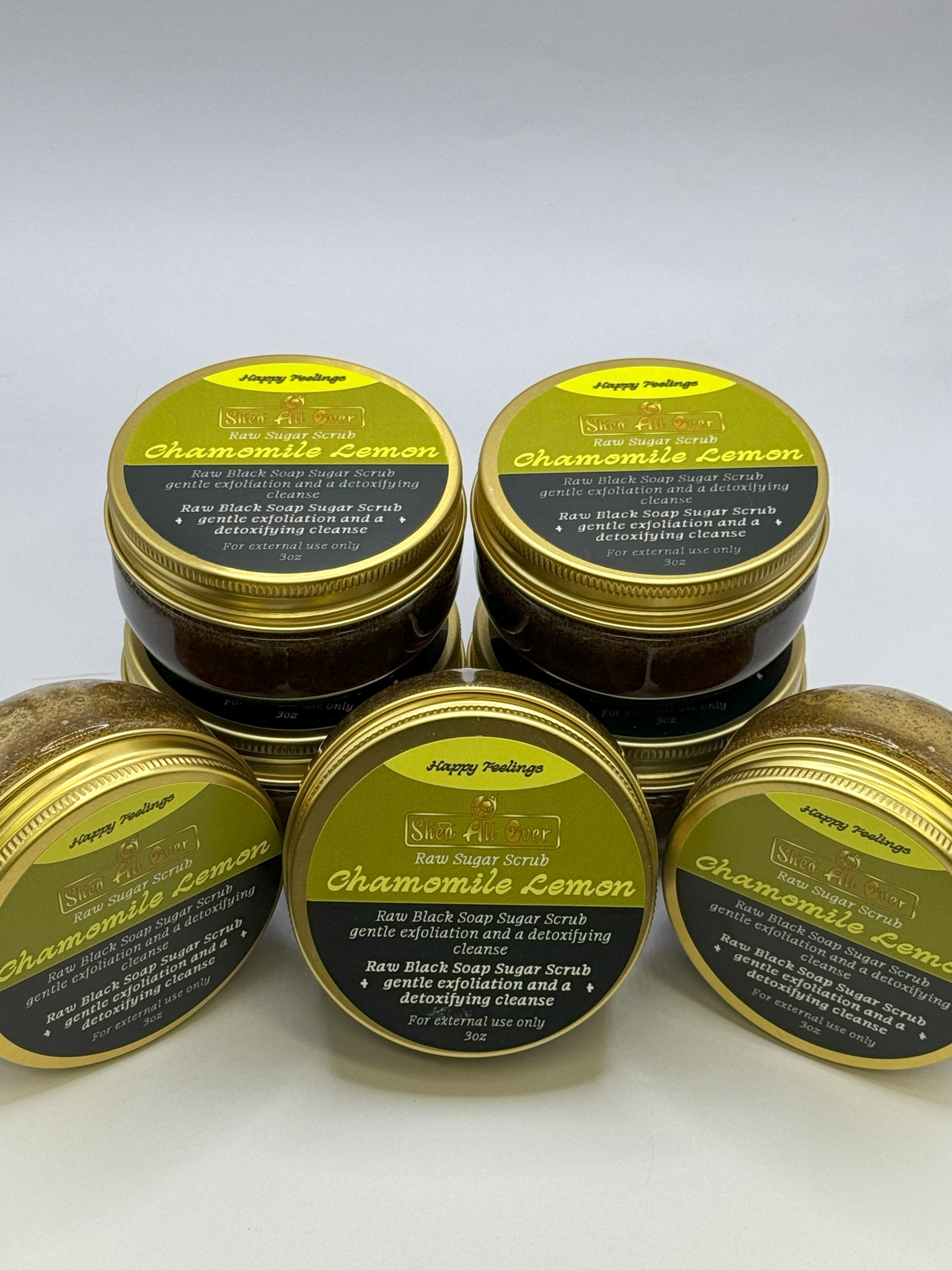 Raw Black Soap Sugar Scrub Chamomile Lemon