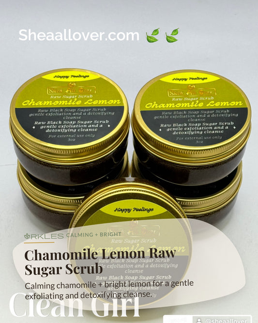 Raw Black Soap Sugar Scrub Chamomile Lemon